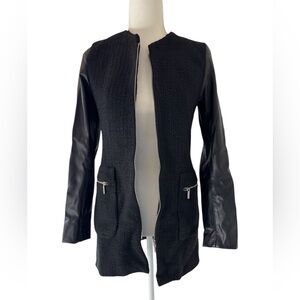 Zara Tweed Jacket with leather like sleeves